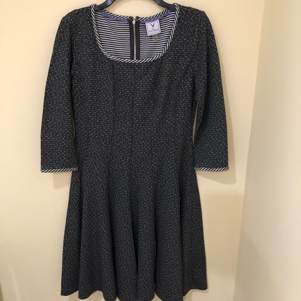Womens Vivi By Violet Weekend Dress Gray White Dots grayish purple  Size S